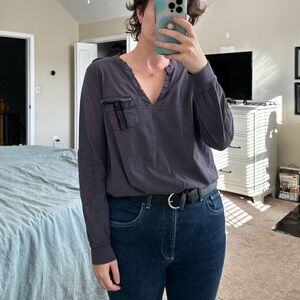 Grey State Charcoal Long Sleeve Blouse